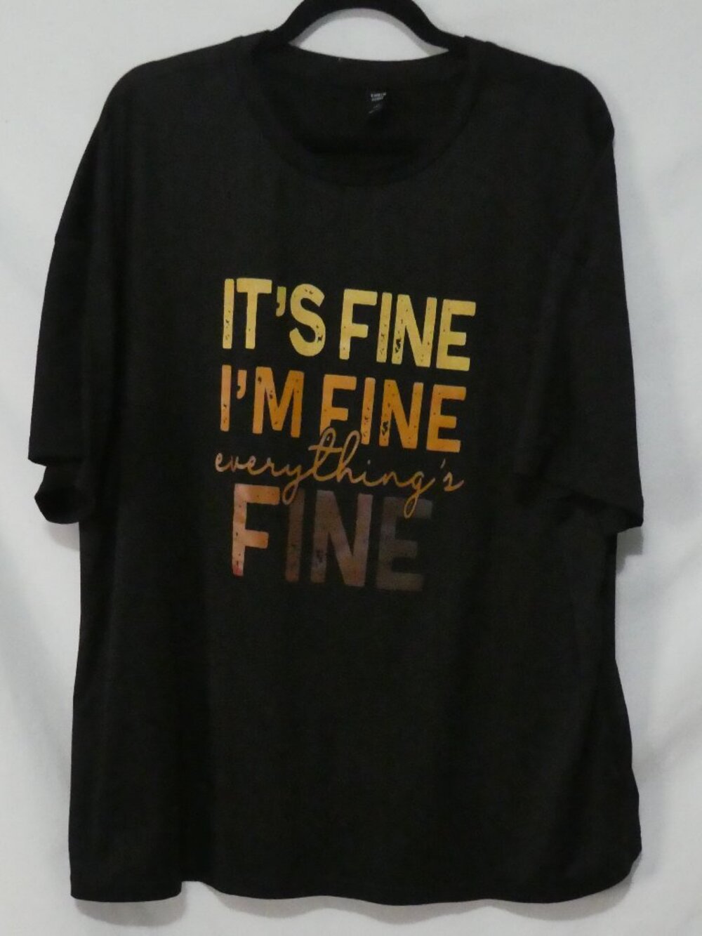 SHEIN CURVE "It's Fine I'm Fine Everything's Fine" Graphic Tee Black - size 1XL
